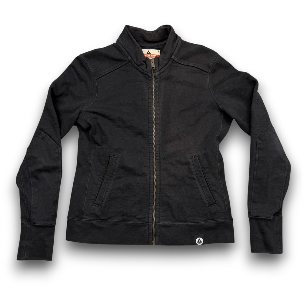 American Giant Moto Jacket Women M Black Full Zip Heavyweight Made in‎ USA